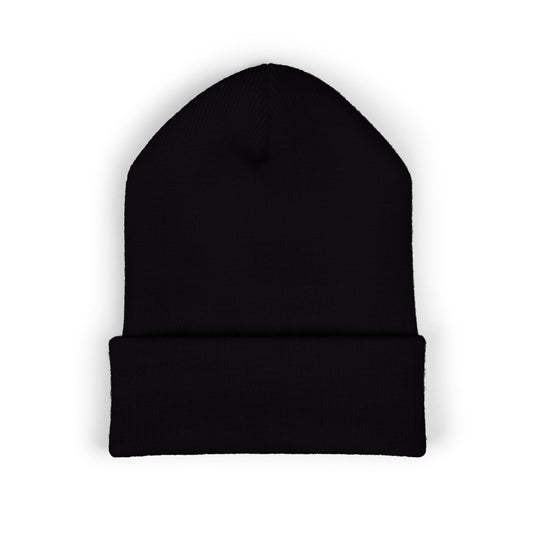 Embroidered "Fear & Light" Cuffed Beanie — Cozy Black Knit Hat
