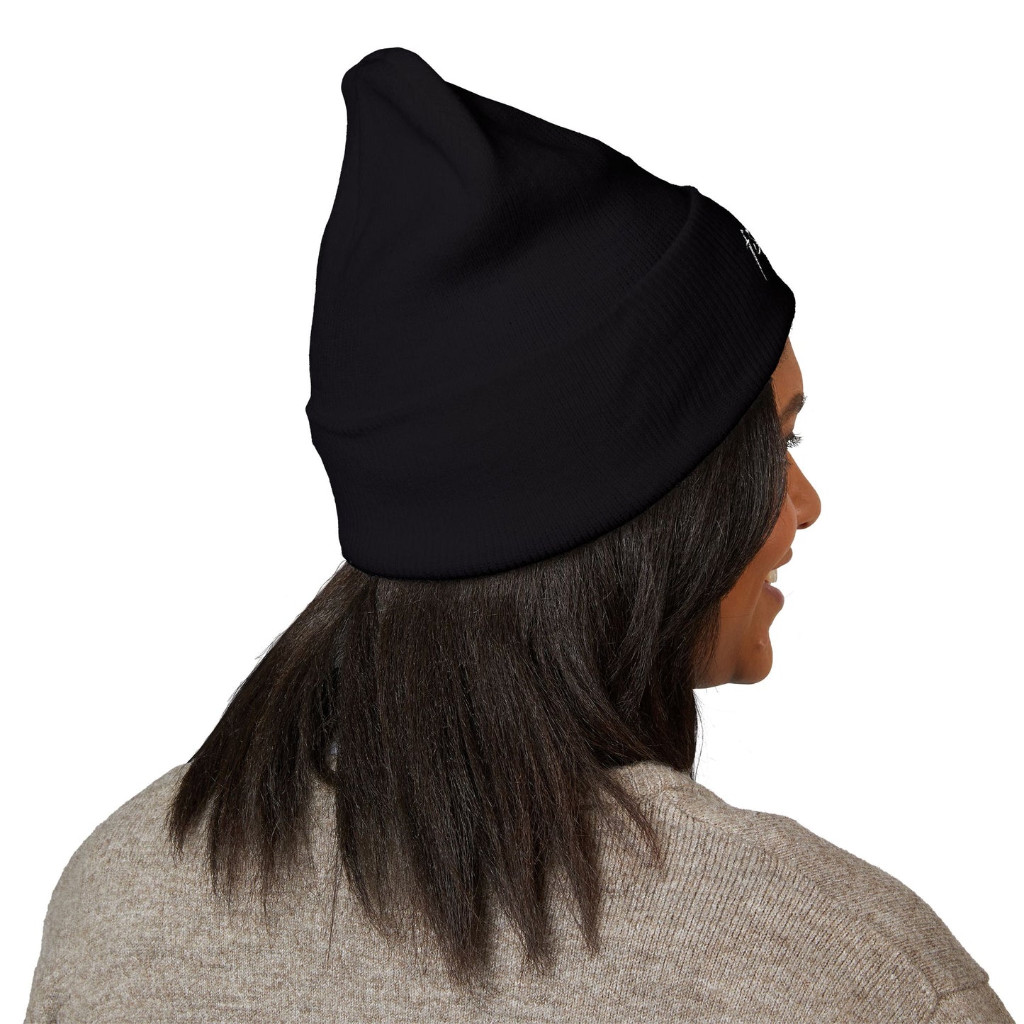 Embroidered "Fear & Light" Cuffed Beanie — Cozy Black Knit Hat