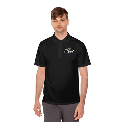 Men's Sport Polo Shirt - Small Sun & Wave Embroidered Performance Polo