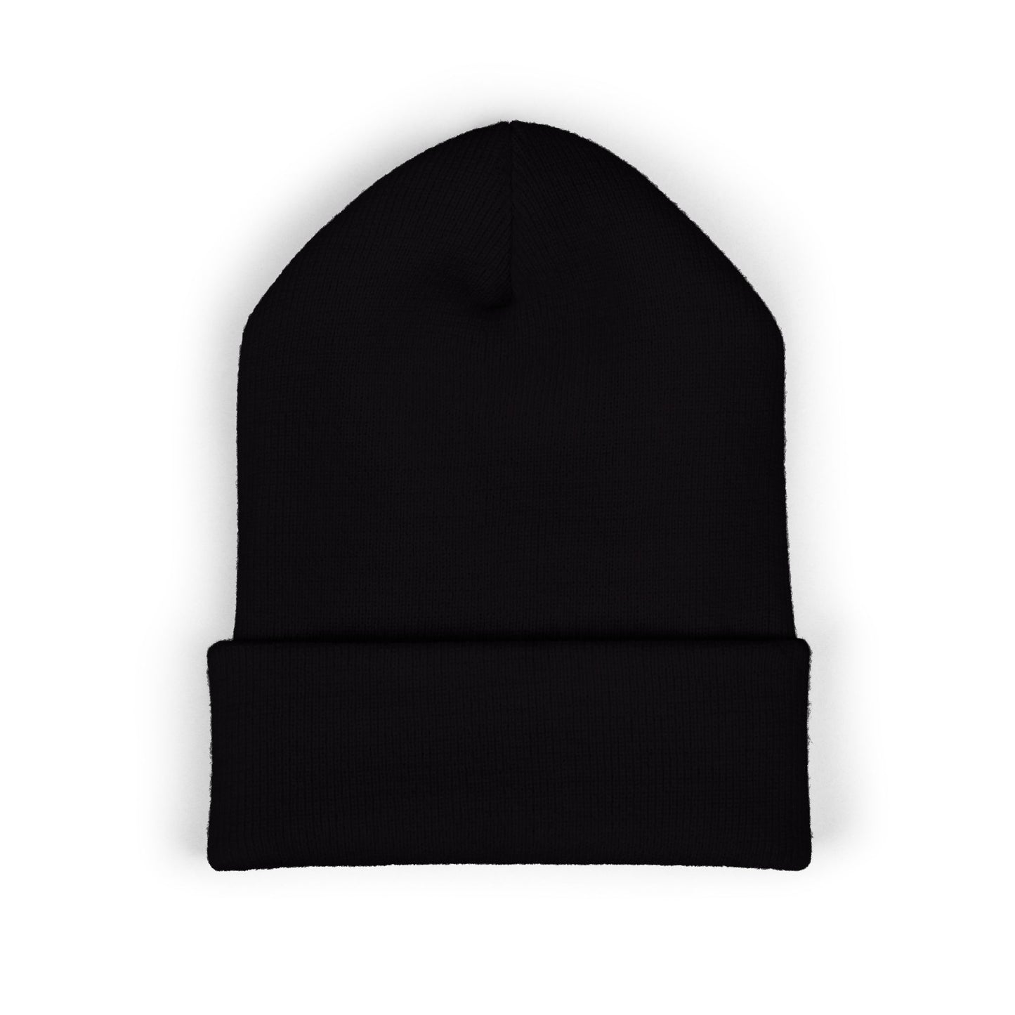 Embroidered "Fear & Light" Cuffed Beanie — Cozy Black Knit Hat