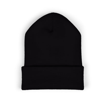 Embroidered "Fear & Light" Cuffed Beanie — Cozy Black Knit Hat